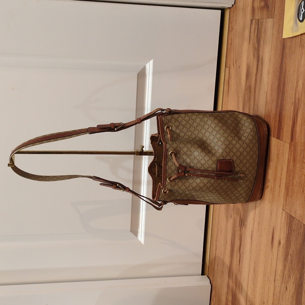 Celine Vintage Bucket Macadam Tan Light Purse Bag